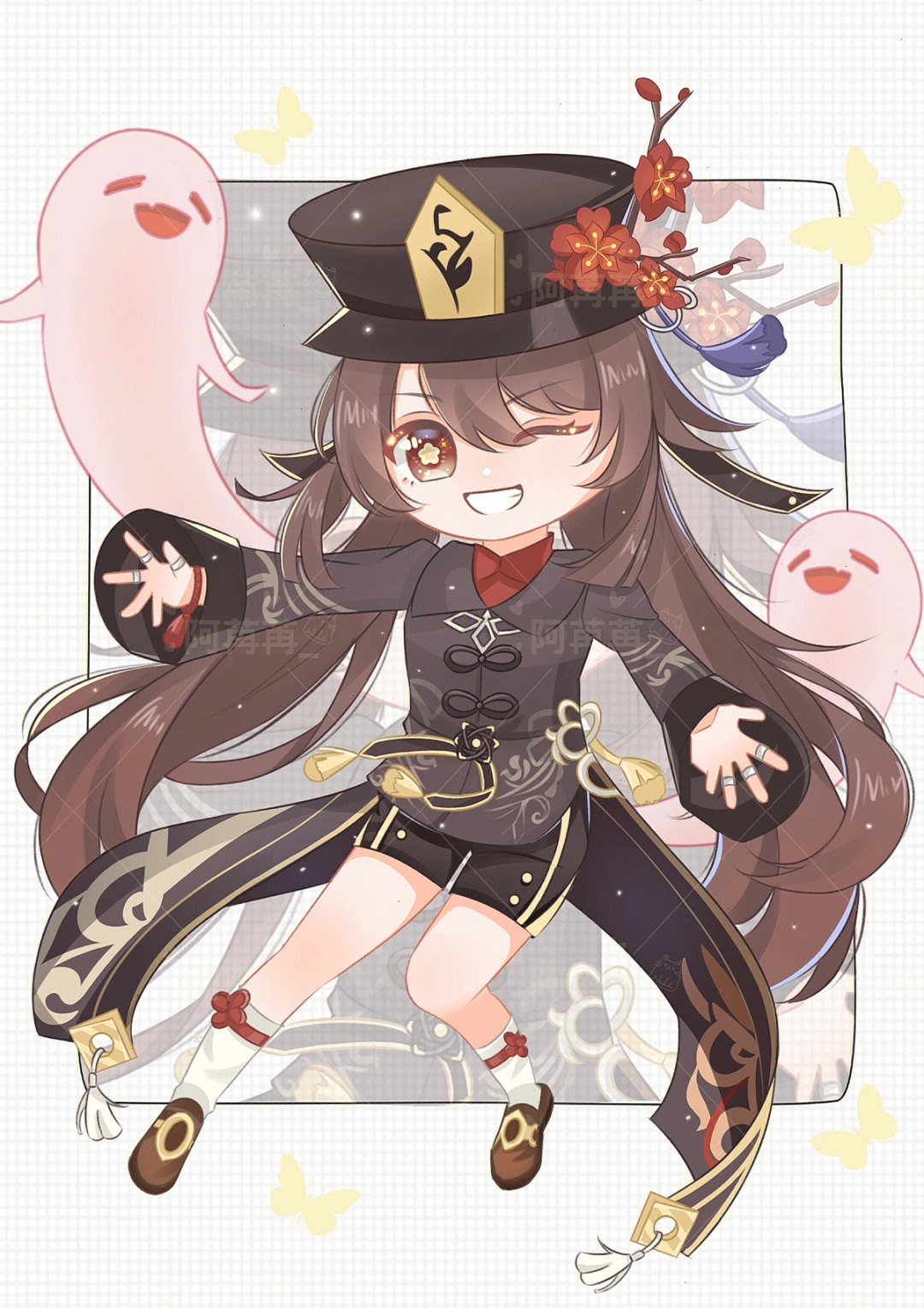Q版胡桃的画法_胡桃q版_q版胡桃简笔画
